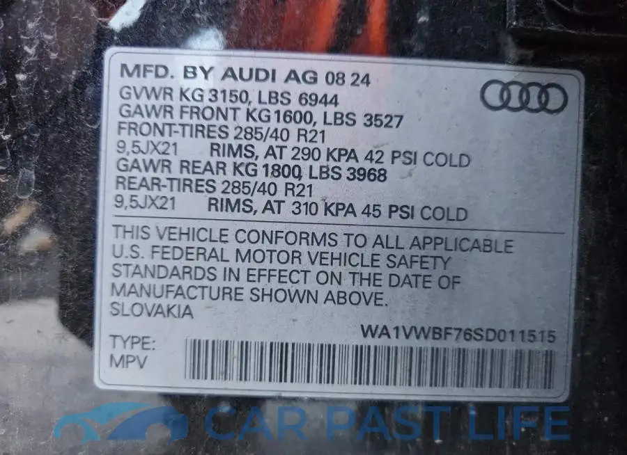 WA1VWBF76SD011515# 13