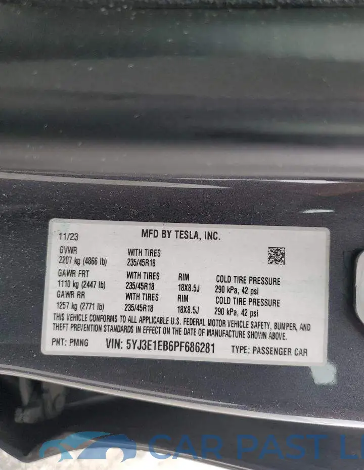 5YJ3E1EB6PF686281# 12