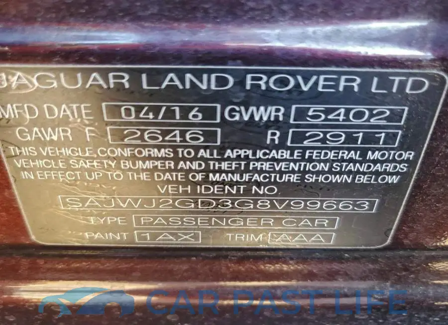 SAJWJ2GD3G8V99663# 13