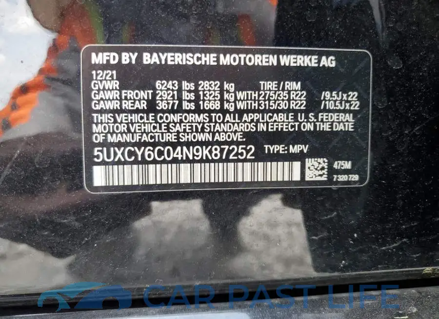 5UXCY6C04N9K87252# 12