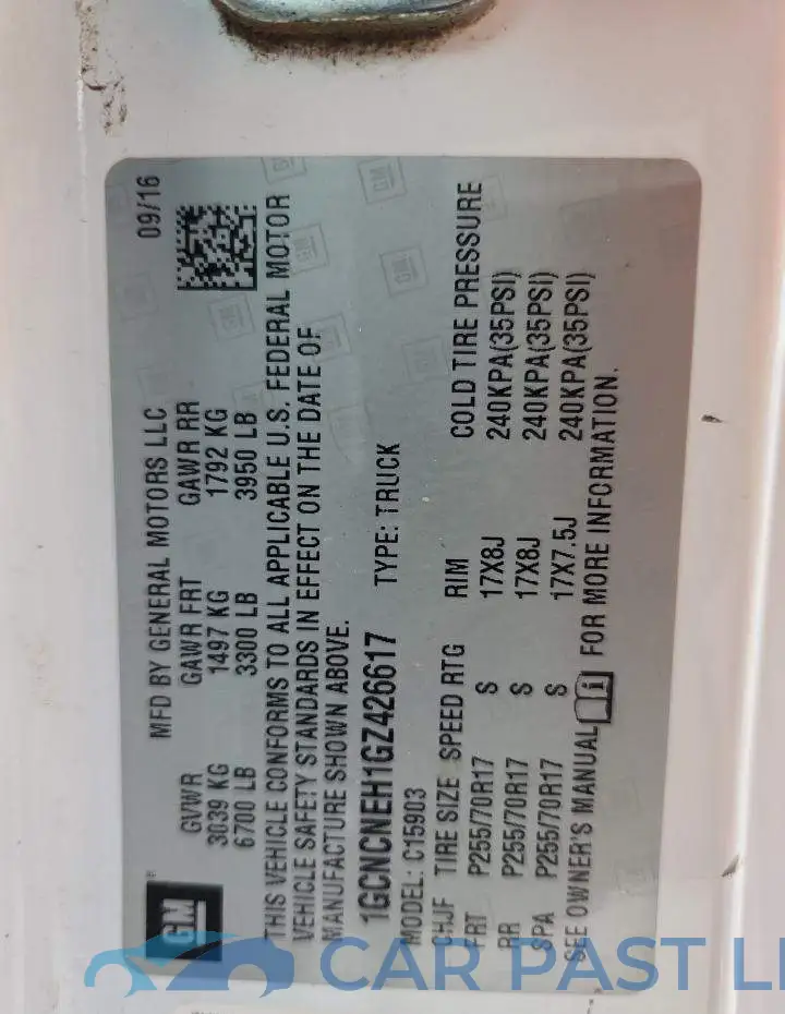 1GCNCNEH1GZ426617# 12