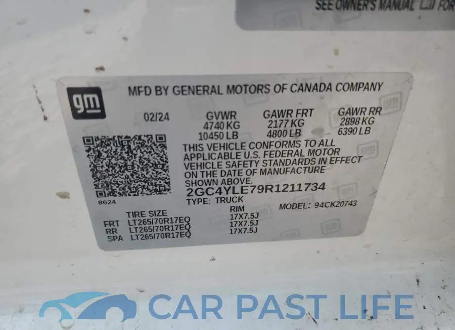 2GC4YLE79R1211734# 12