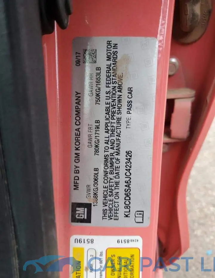 KL8CD6SA6JC423426# 12