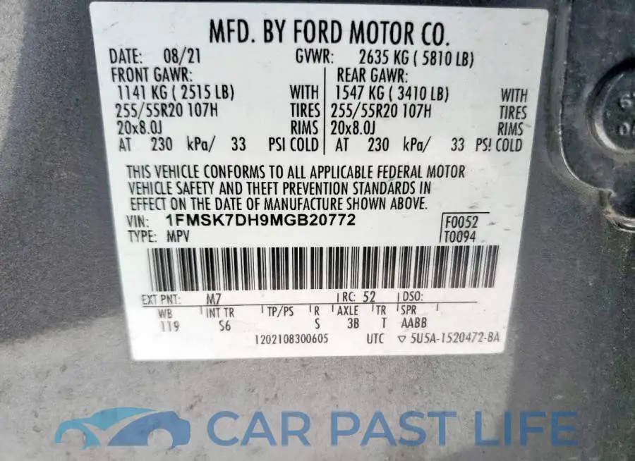 1FMSK7DH9MGB20772# 14
