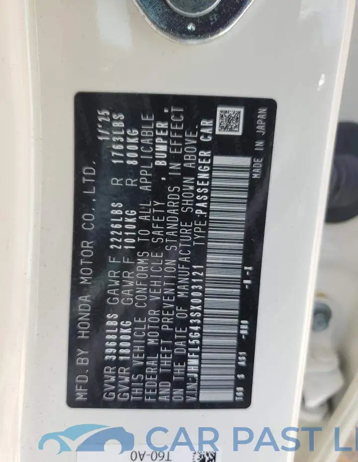 JHMFL5G43SX003121# 13