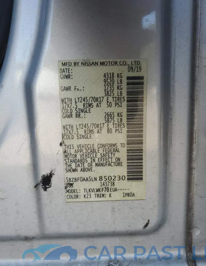 5BZBF0AA5LN850230# 13