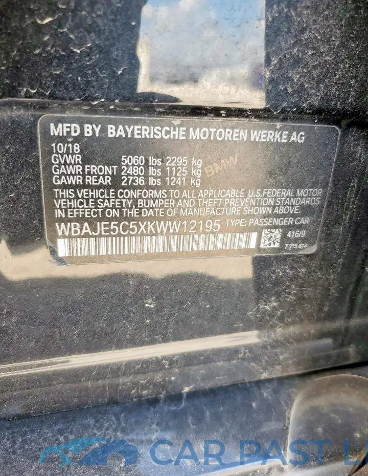 WBAJE5C5XKWW12195# 13