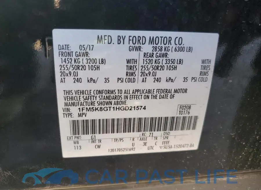1FM5K8GT1HGD21574# 13
