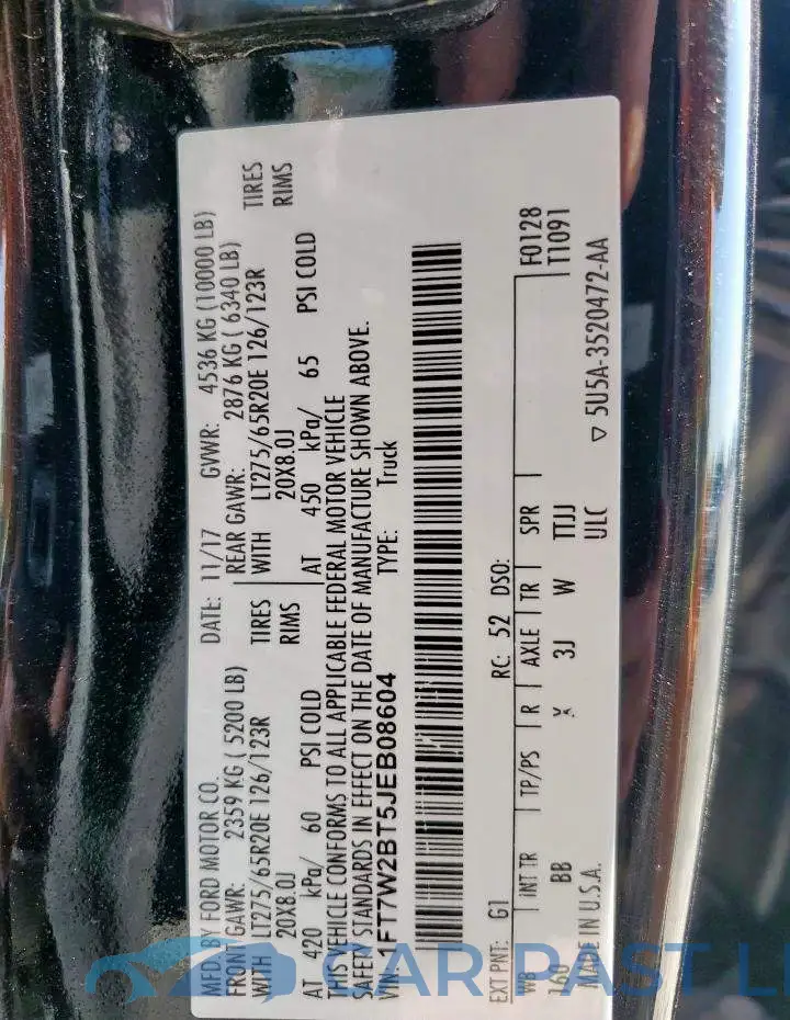 1FT7W2BT5JEB08604# 12