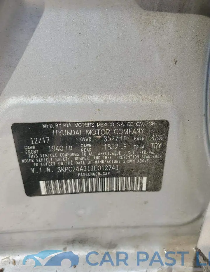 3KPC24A31JE012741# 12