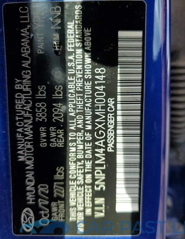 5NPLM4AGXMH004148# 12