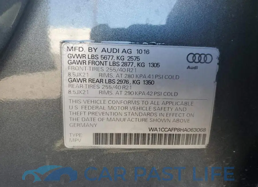 WA1CCAFP8HA063068# 13