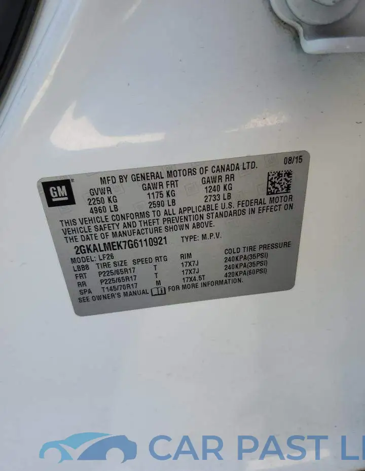 2GKALMEK7G6110921# 14