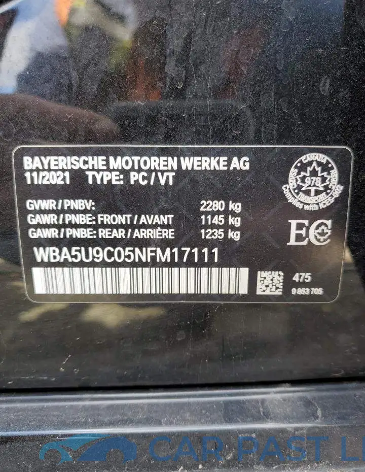 WBA5U9C05NFM17111# 12
