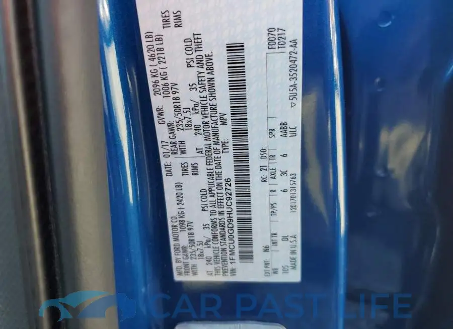 1FMCU0GD9HUC92726# 13