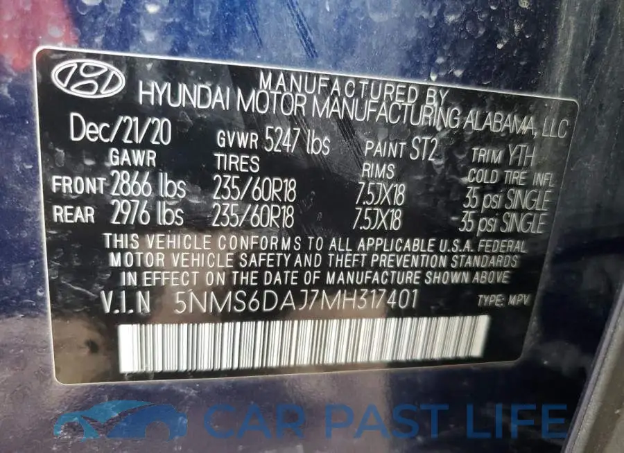 5NMS6DAJ7MH317401# 13