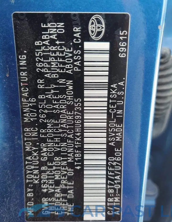 4T1BF1FK4HU697355# 12