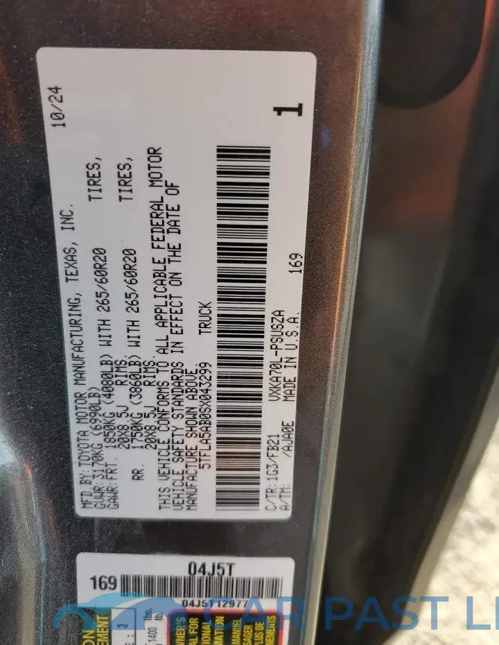 5TFLA5AB0SX043299# 12