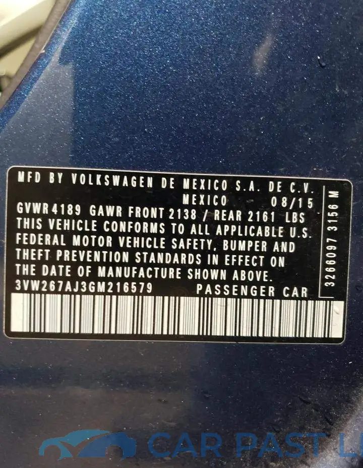 3VW267AJ3GM216579# 12