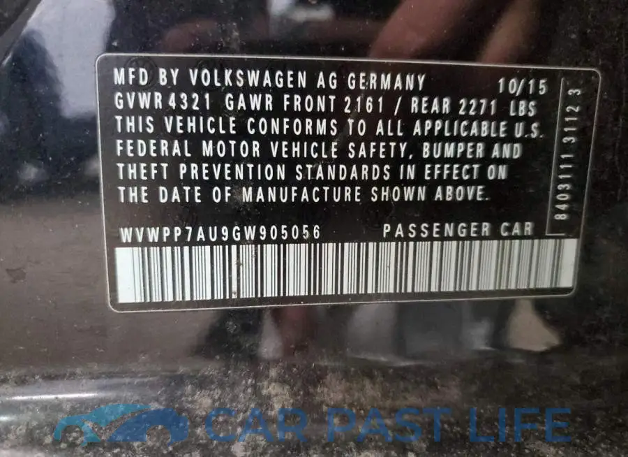 WVWPP7AU9GW905056# 12