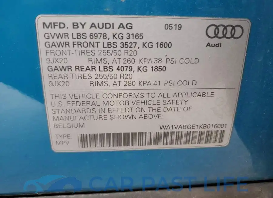 WA1VABGE1KB016001# 13