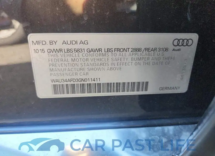 WAU34AFD3GN011411# 12
