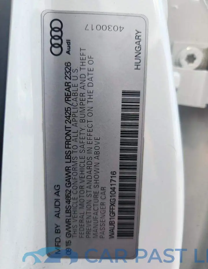 WAUB1GFFXG1041716# 12