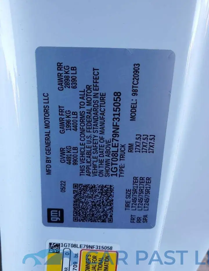 1GT08LE79NF315058# 13