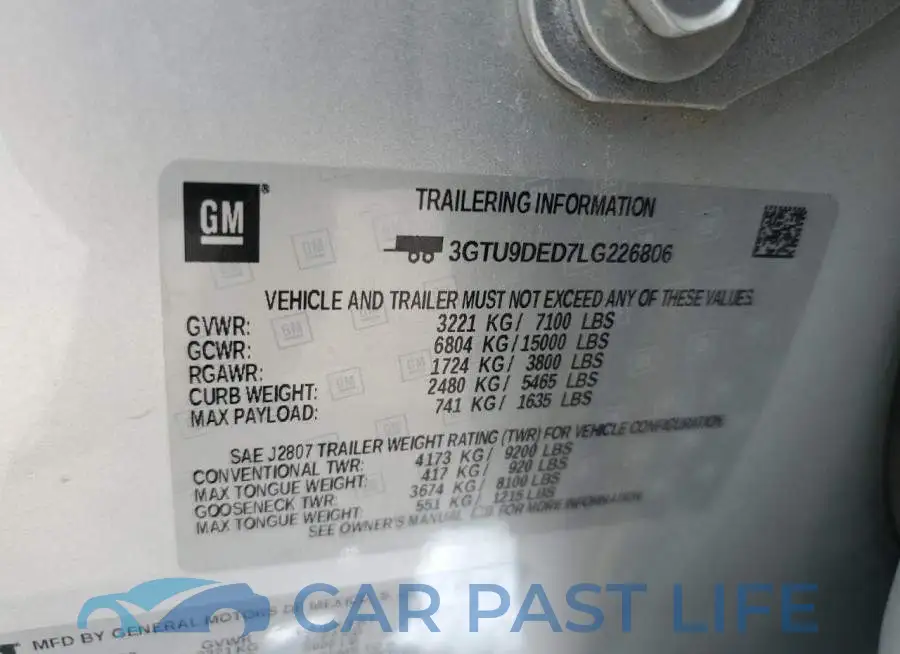 3GTU9DED7LG226806# 12