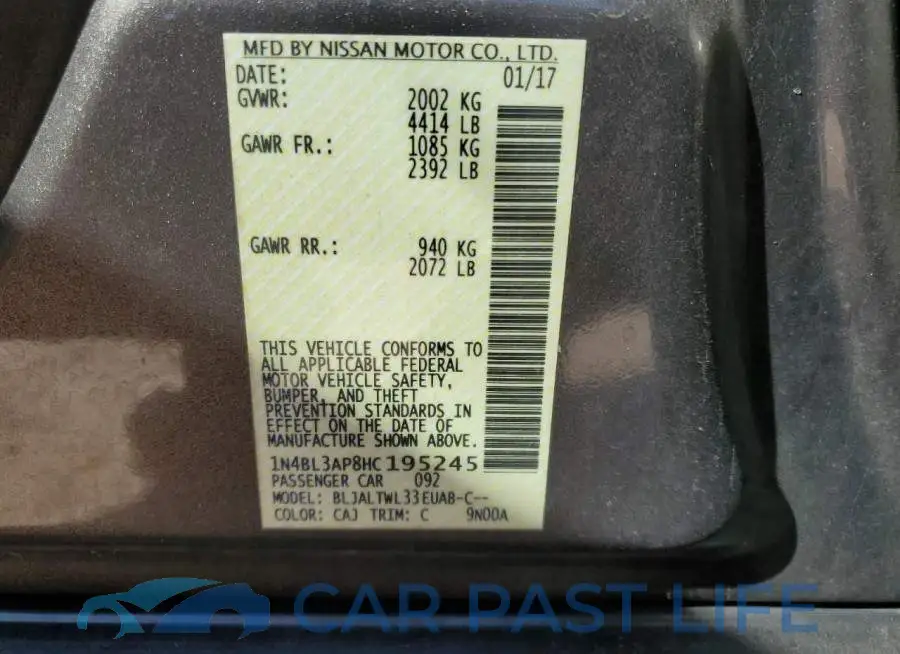 1N4BL3AP8HC195245# 12