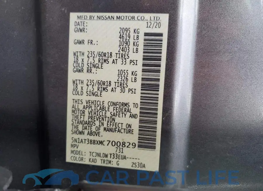 5N1AT3BBXMC700829# 13