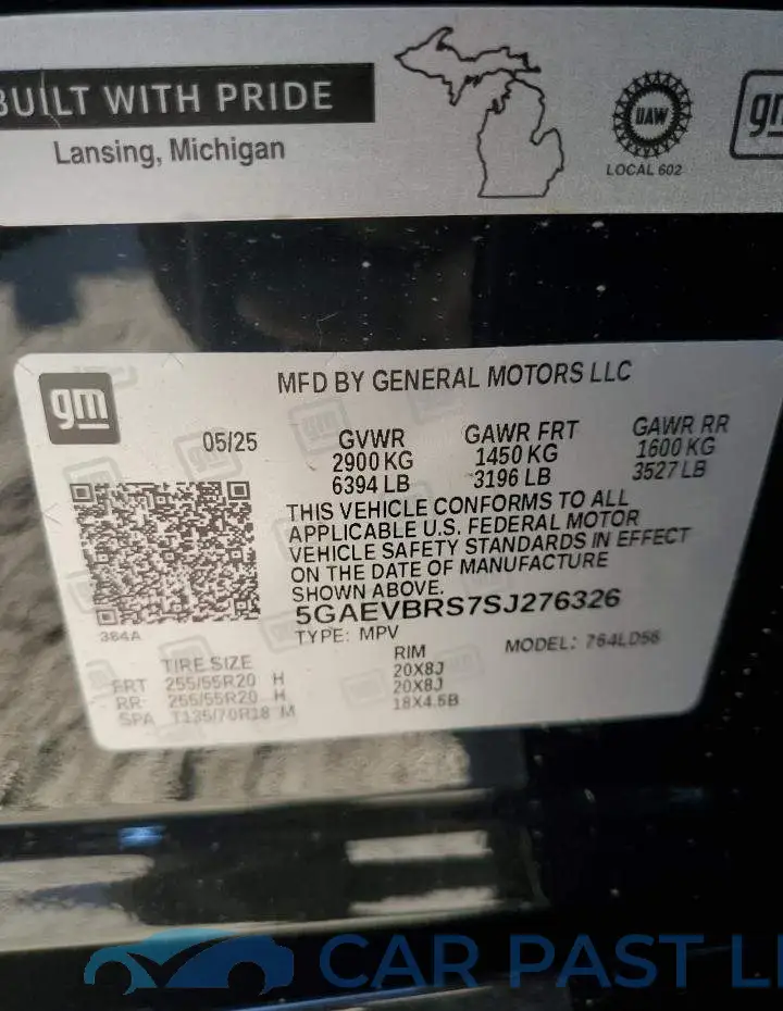5GAEVBRS7SJ276326# 14