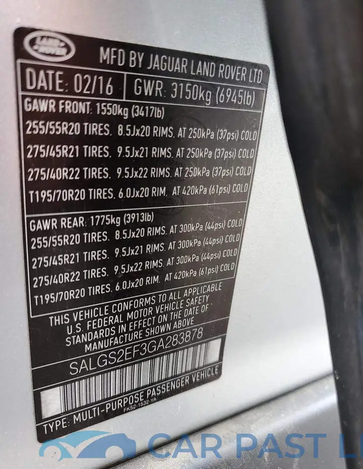 SALGS2EF3GA283878# 14