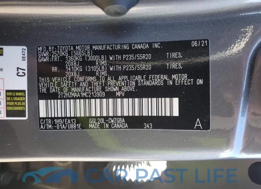 2T2HZMAA1MC213909# 13