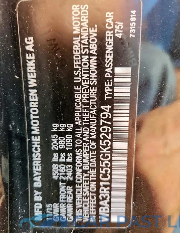 WBA3R1C55GK529794# 12