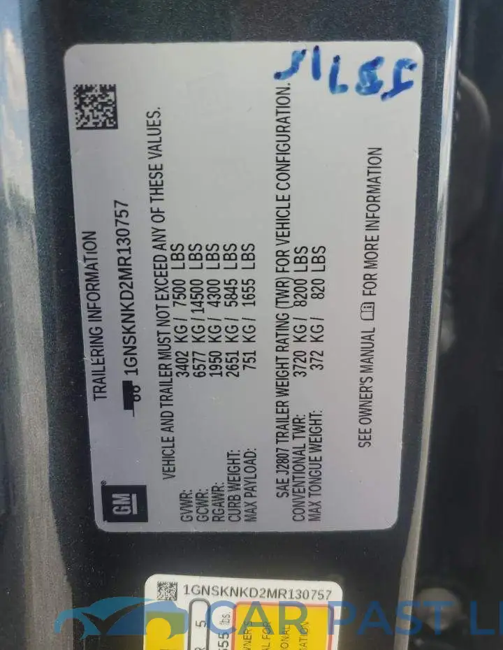 1GNSKNKD2MR130757# 12