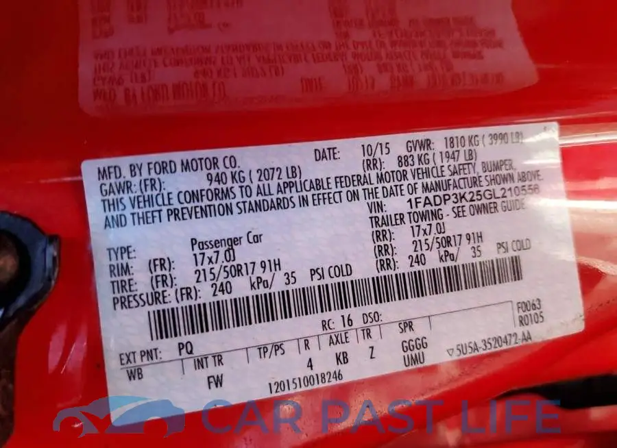 1FADP3K25GL210556# 12