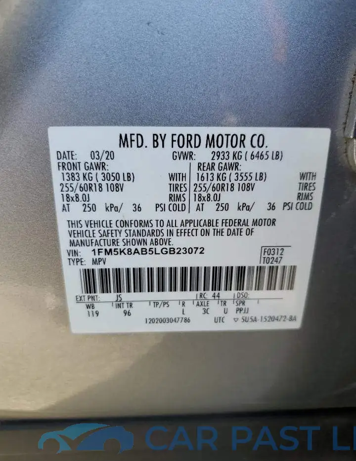 1FM5K8AB5LGB23072# 13