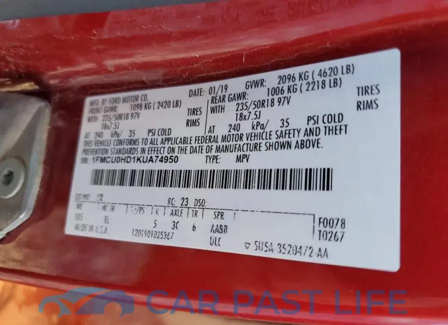 1FMCU0HD1KUA74950# 13