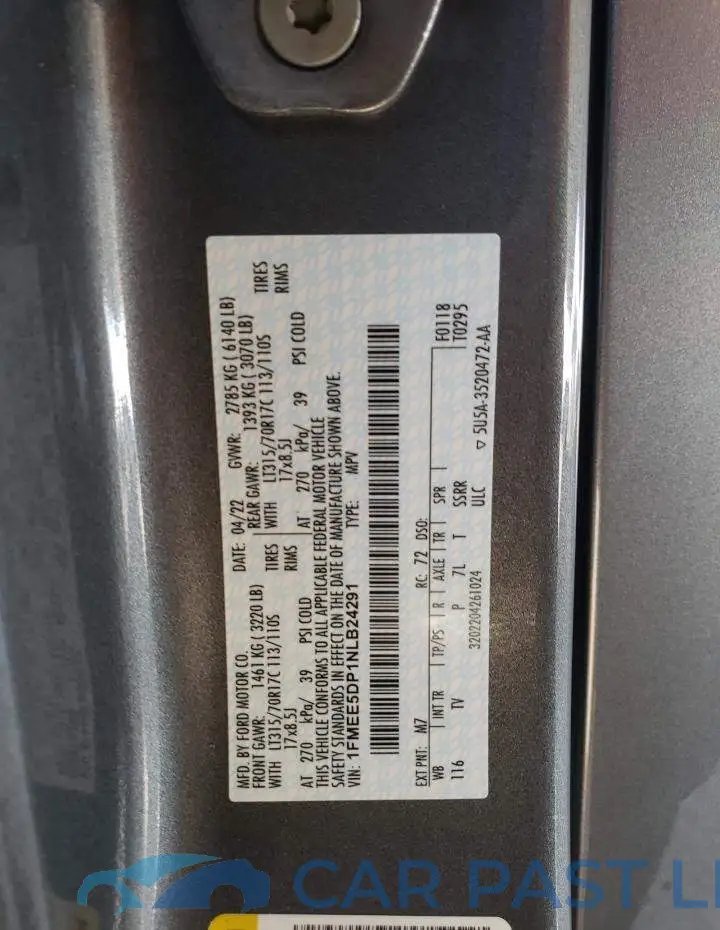 1FMEE5DP1NLB24291# 12