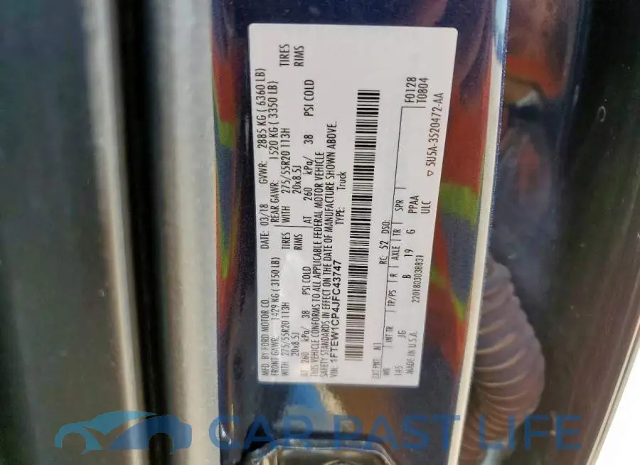 1FTEW1CP4JFC43747# 12