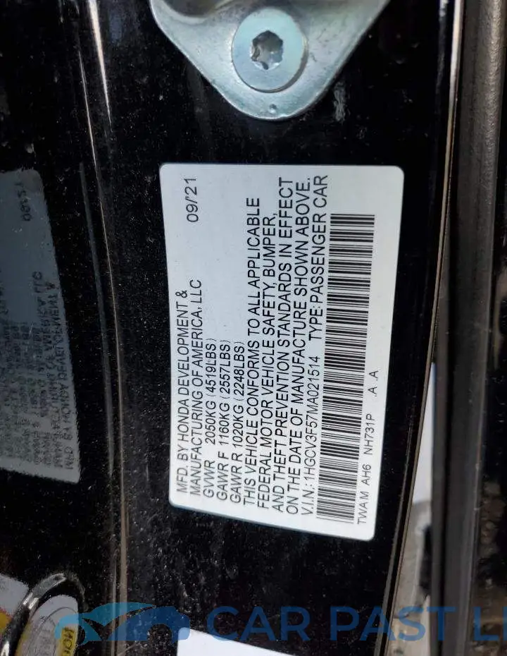 1HGCV3F57MA021514# 13