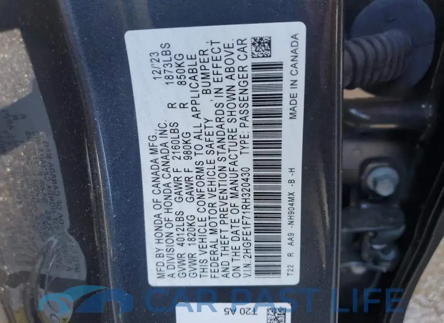 2HGFE1F71RH320430# 12