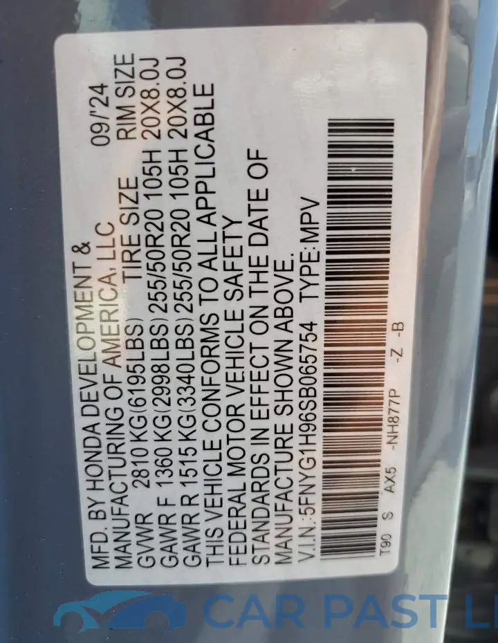 5FNYG1H96SB065754# 14