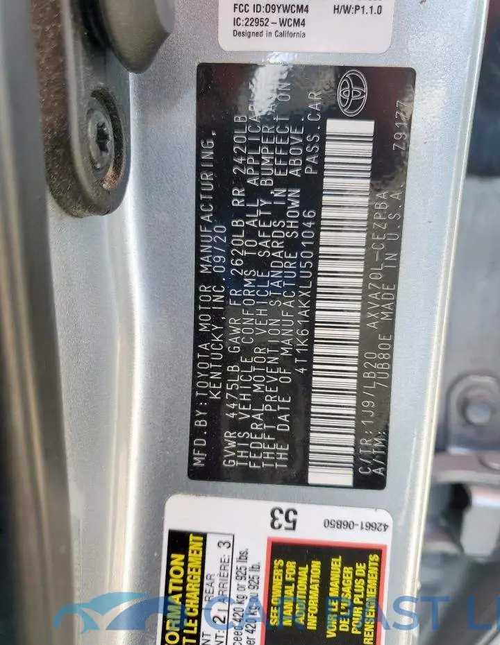 4T1K61AKXLU501046# 13
