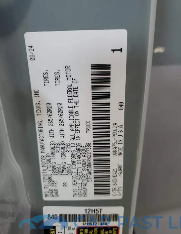 5TFWA5DB6RX227388# 13