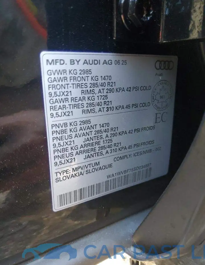 WA1WVBF75SD034887# 13