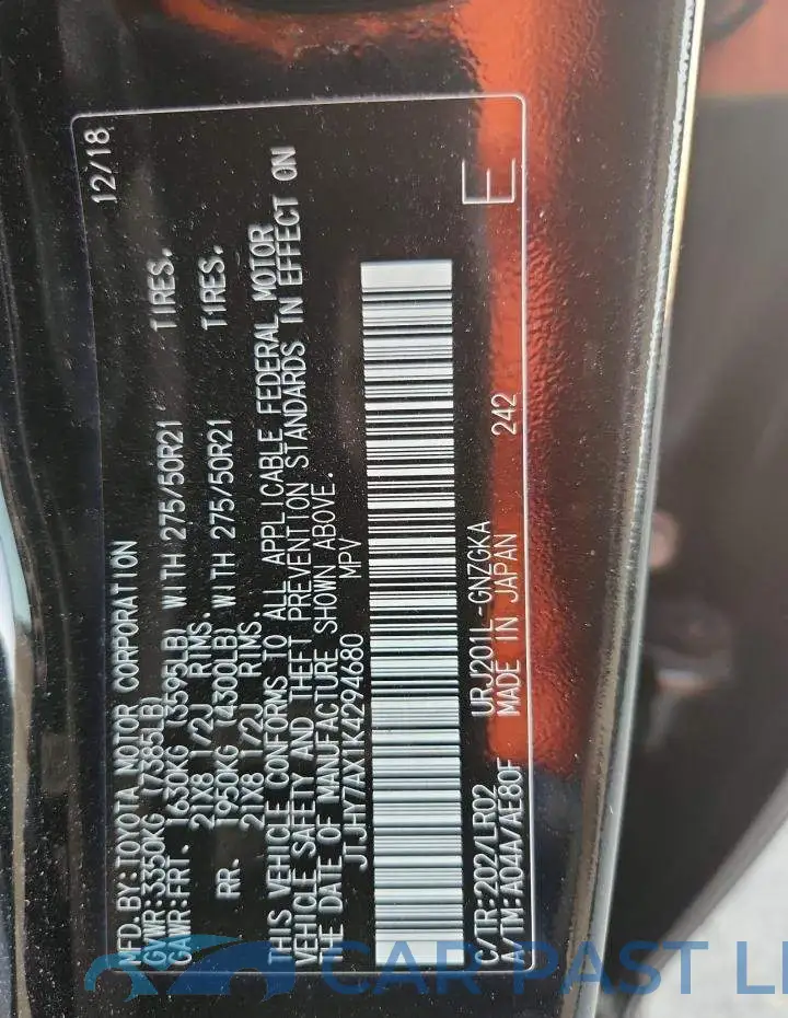 JTJHY7AX1K4294680# 12