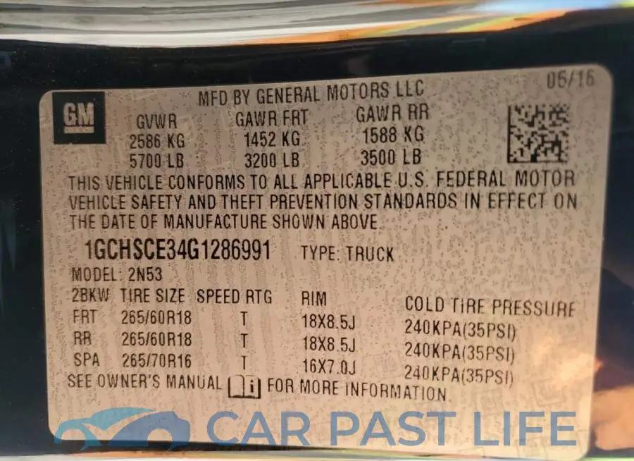 1GCHSCE34G1286991# 12