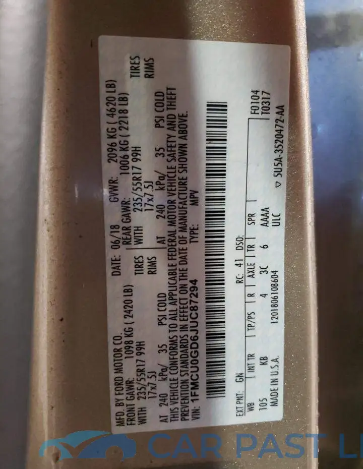 1FMCU0GD6JUC87294# 13